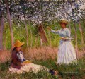 Suzanne Lesung und Blanche Malerei vom Marsh in Giverny Claude Monet